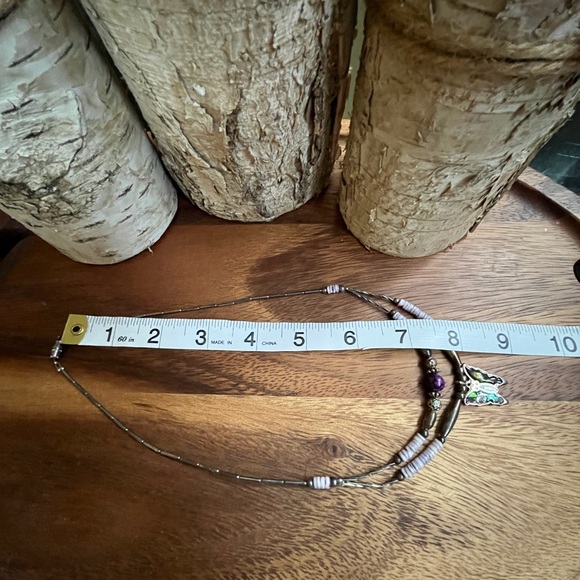 Butterfly Pendant Necklace with Purple Accents Vintage - Picture 3 of 4